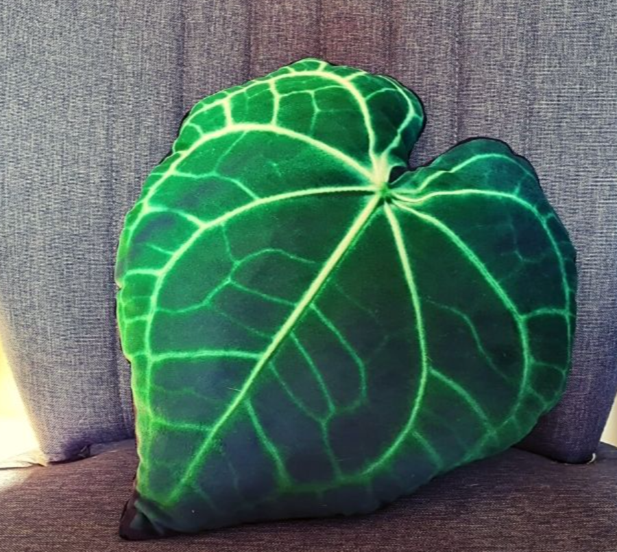 Handmade green throw leaf pillow