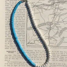 Load image into Gallery viewer, Half n Half Pearl Necklace Blue
