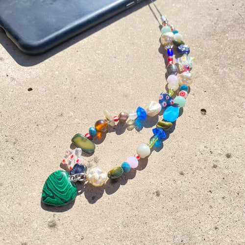 jade stone, irregular pearls, glass beads, plastic beads