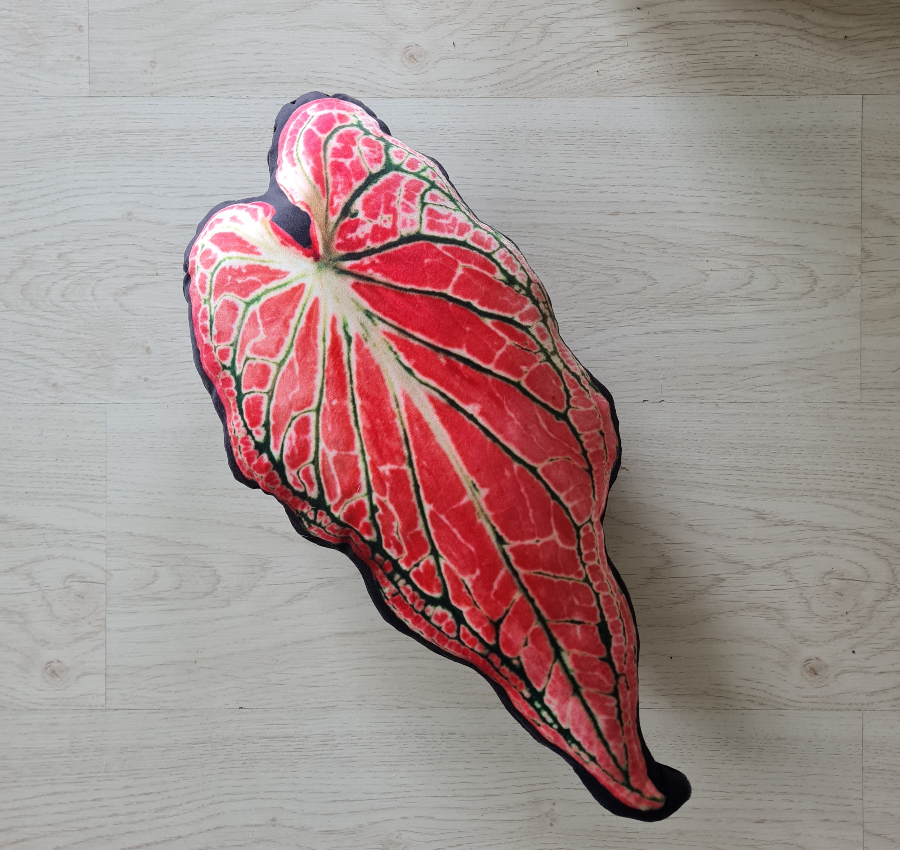 Handmade pink leaf throw pillow