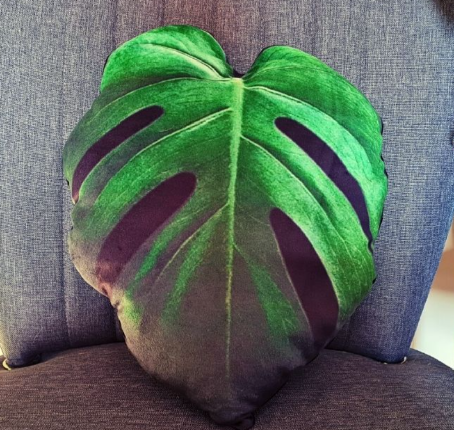 Handmade green throw leaf pillow