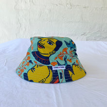 Load image into Gallery viewer, Fun Bucket Hat turquoise print
