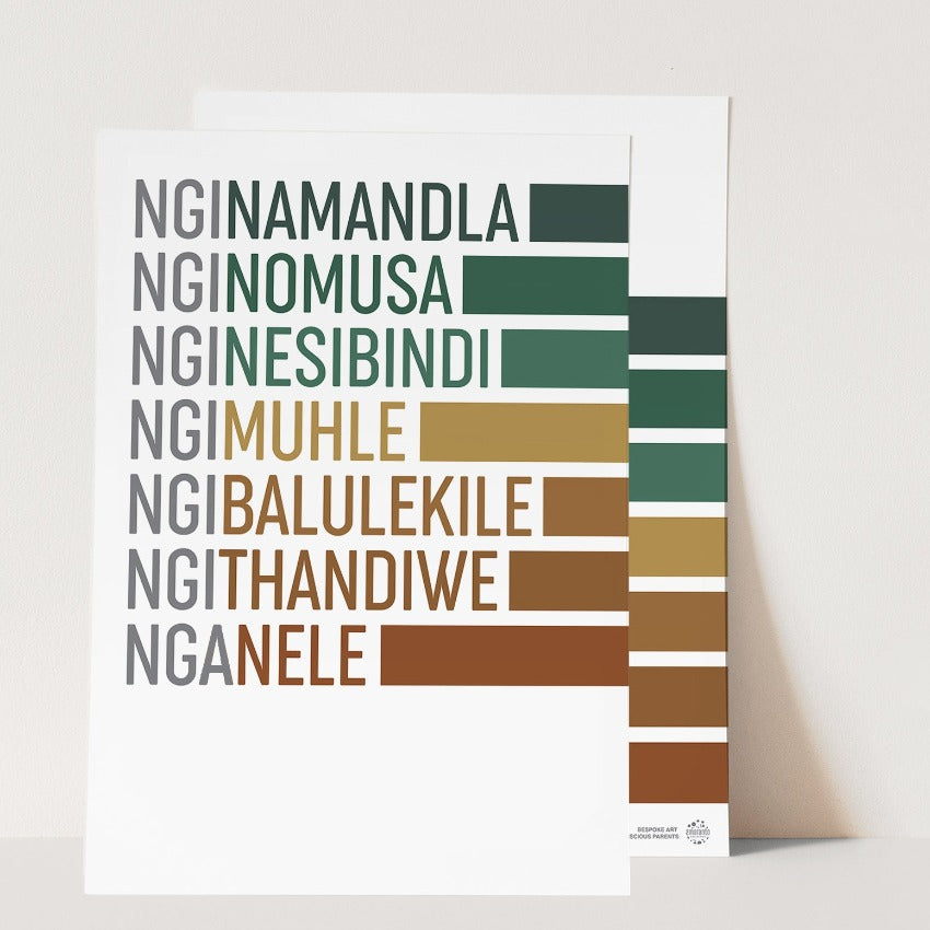 A4 Posters Self Affirmations in isiZulu