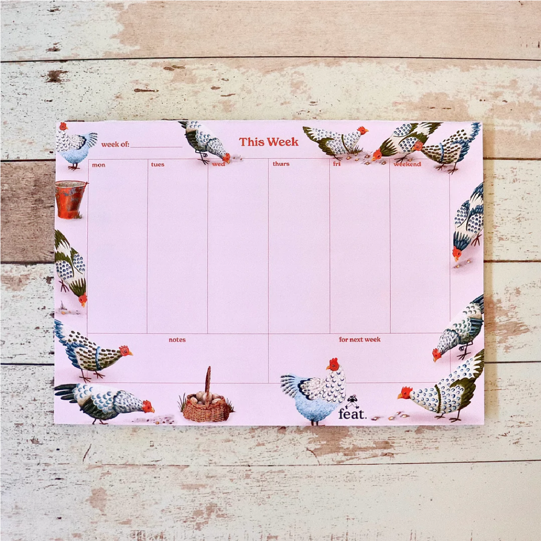 Weekly Planner with illustrated chickens