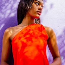 Load image into Gallery viewer, Asymmetrical Statement Dress in Tangerine Linen
