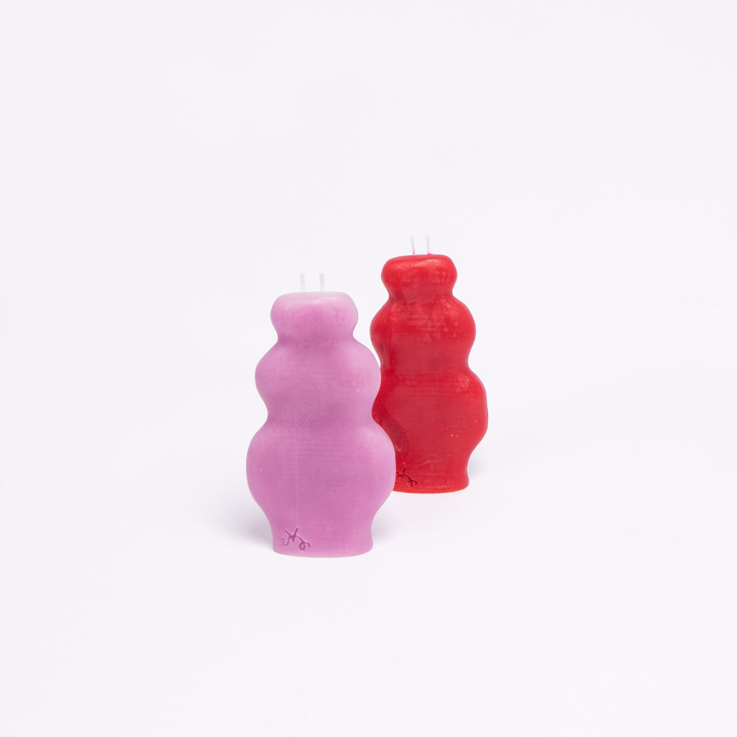 Eva Vase to Wax Candle | Pink & Red