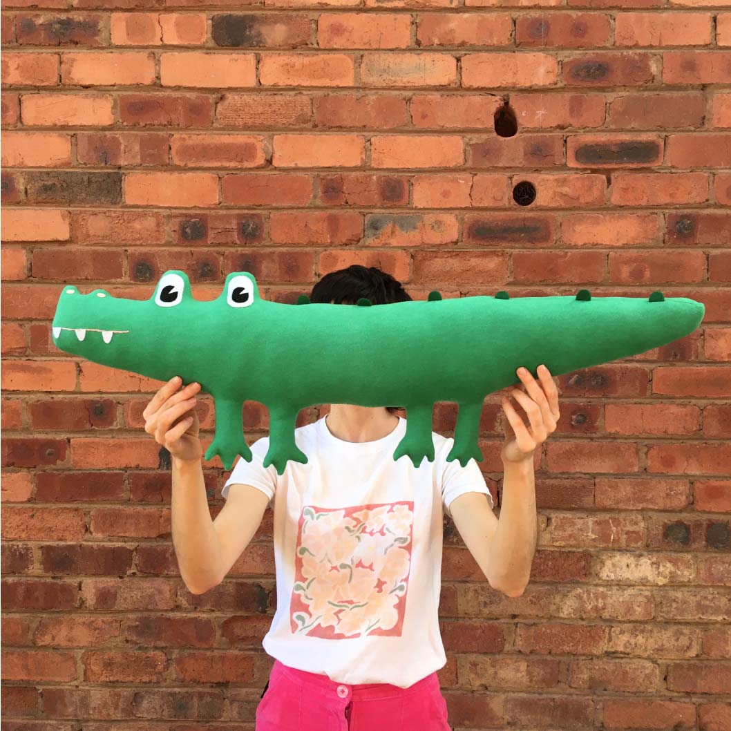 Big Crocodile Plush Toy Green Spine