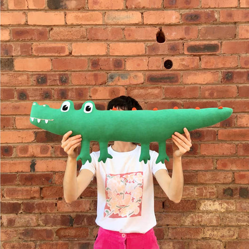 Big Crocodile Plush Toy Orange Spine