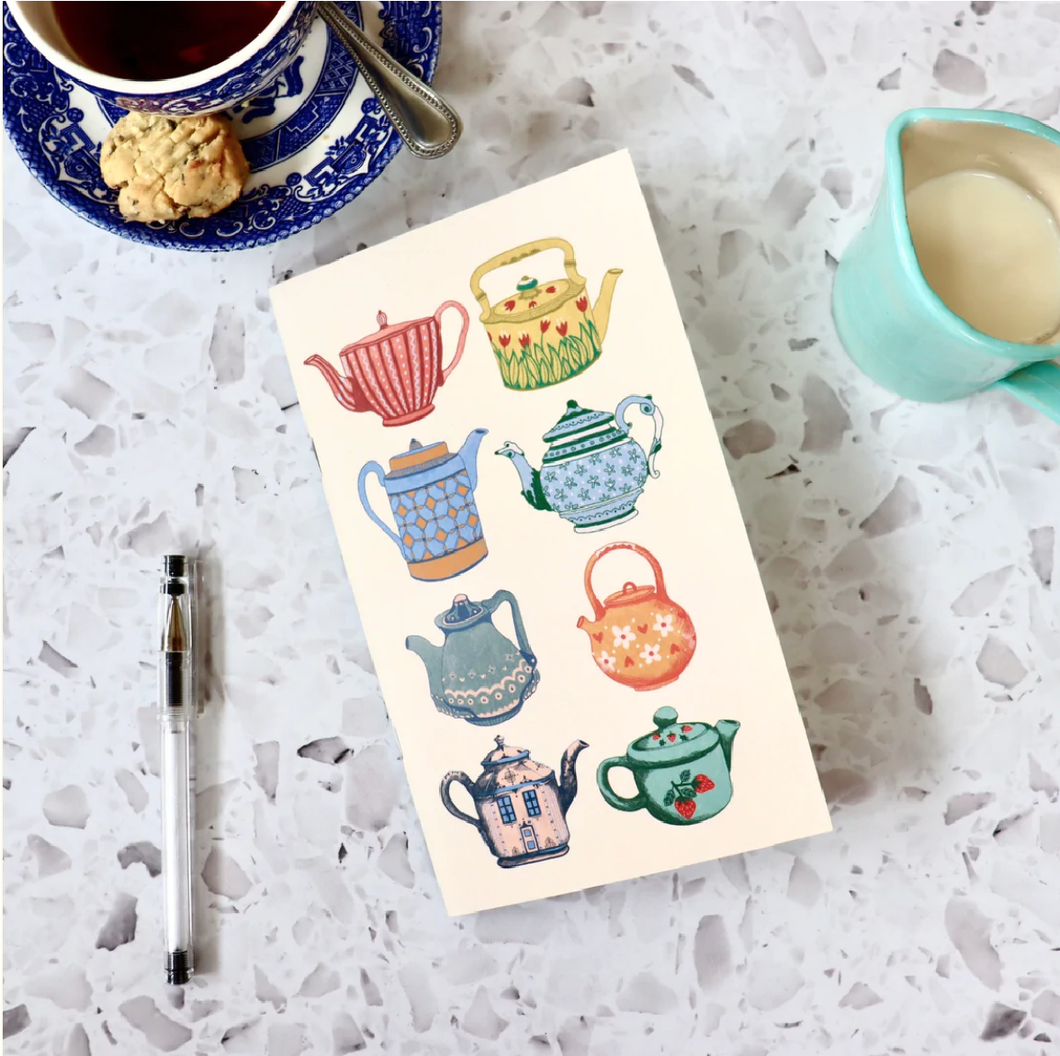 Notebook with illustrated teapot cover